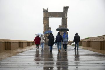 بارش باران زمستانی در تخت جمشید